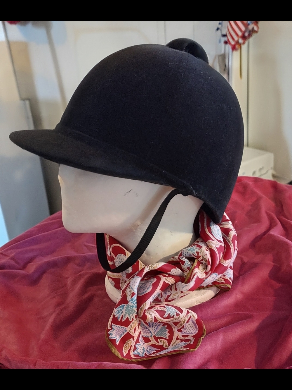 VINTAGE WESTBURY Black Velvet Hunt Cap Equestrian Riding Helmet EVC
